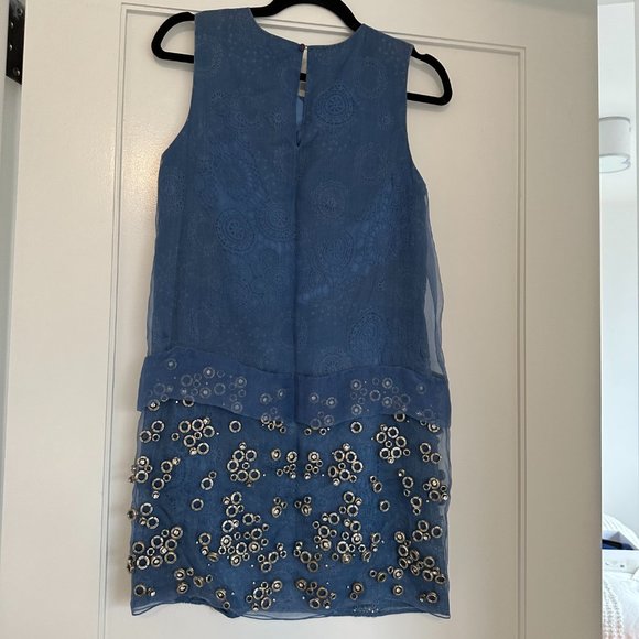 Vanessa Bruno Mini Dress Ring and Crytal Embellished Sz 38 in Blue - Picture 9 of 11